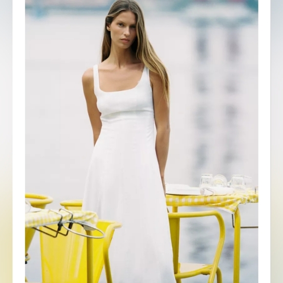 Zara Linen Strappy Midi Dress - Picture 3 of 4